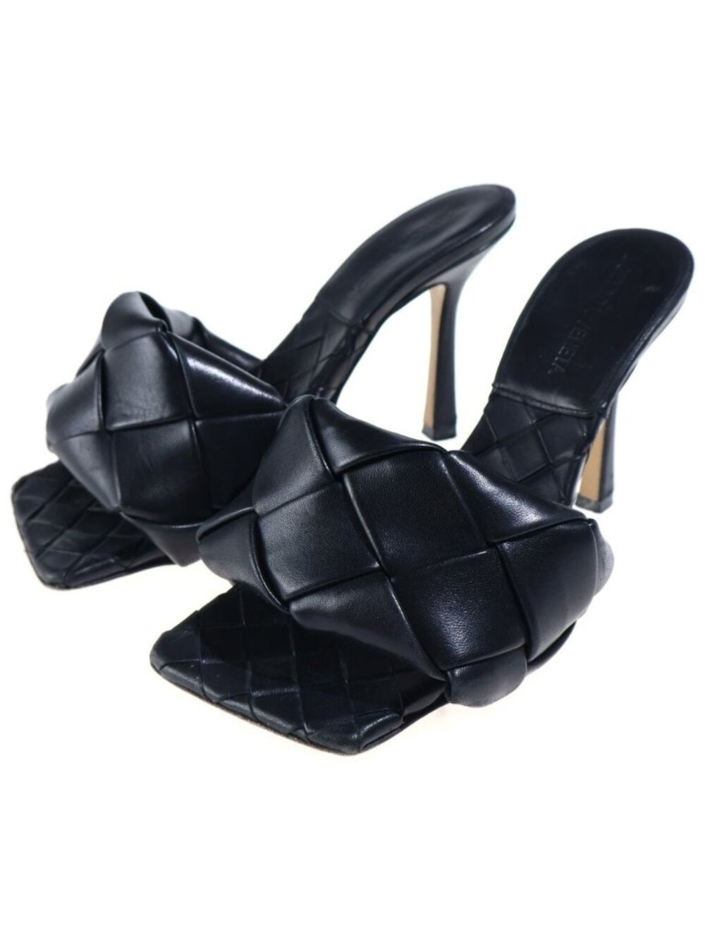 Bottega Veneta Lido Leather Sandals Intrecciato Black